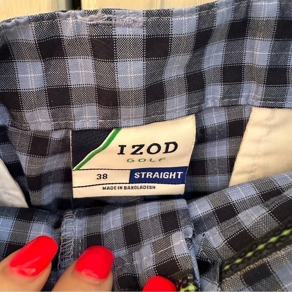 Izod Golf Shorts Blue Plaid Flat Front Preppy Outdoor Casual Men's Size 38 - Picture 4 of 5